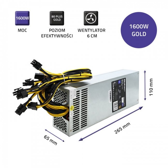 Qoltec 50177 PCI-E power supply Smart 1600W | 80 Plus Gold - Data mining Qoltec 50177 PCI-E power supply Smart 1600W | 80 Plus Gold - Data mining