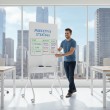 Ergo Office mobile dry erase board, vertical orientation, white, single sided, with shelf, board dimensions 1190x790mm, ER-305