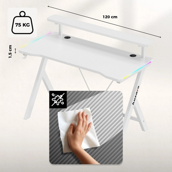 Huzaro Hero 1.9 RGB White Gaming Desk Huzaro Hero 1.9 RGB White Gaming Desk