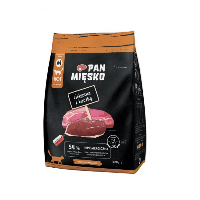 PAN MIĘSKO Veal with duck M - dry cat food - 400g PAN MIĘSKO Veal with duck M - dry cat food - 400g