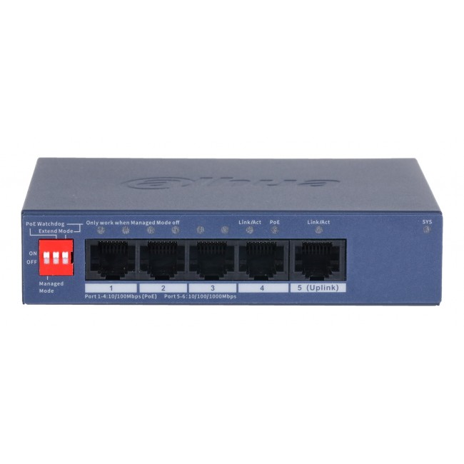 Dahua Technology CS4005-4ET1GT-36 network switch Managed L2 Gigabit Ethernet (10/100/1000) Power over Ethernet (PoE) Blue
