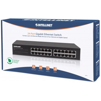 Intellinet 24-Port Gigabit Ethernet Switch, 24 x 10/100/1000 Mbit/s RJ45-Ports, IEEE 802.3az (Energy Efficient Ethernet), Desktop, 19