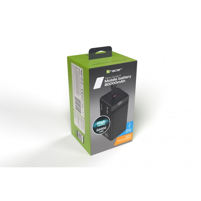 Tracer Vouge-8 80000mAh QC+PD22.5W, Black Tracer Vouge-8 80000mAh QC+PD22.5W, Black