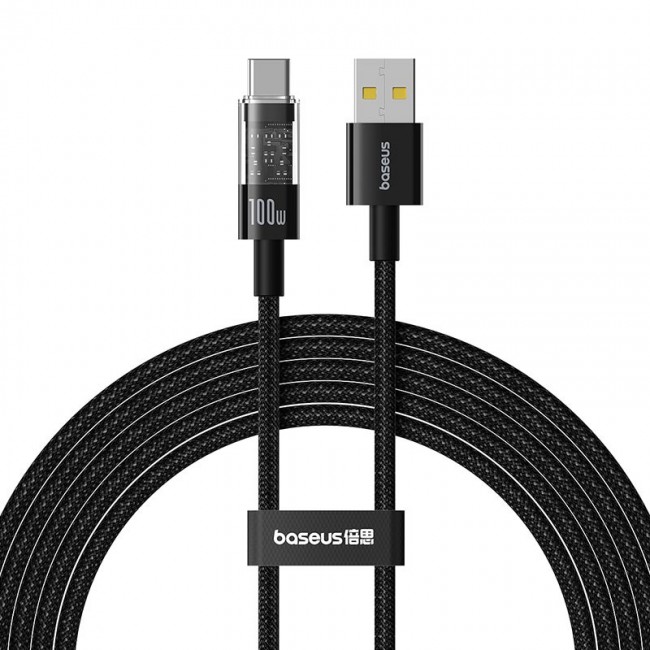 Baseus Gem USB A to USB C fast charging cable 2 m 100 W Black Baseus Gem USB A to USB C fast charging cable 2 m 100 W Black