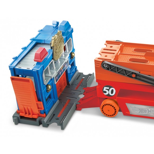 Hot Wheels City Mega Hauler with Storage for up to 50 1:64 scale cars ages 3 and older Hot Wheels City Mega Hauler with Storage for up to 50 1:64 scale cars ages 3 and older