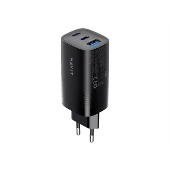 Havit UC20 - GaN 65 W three-port travel charger, black