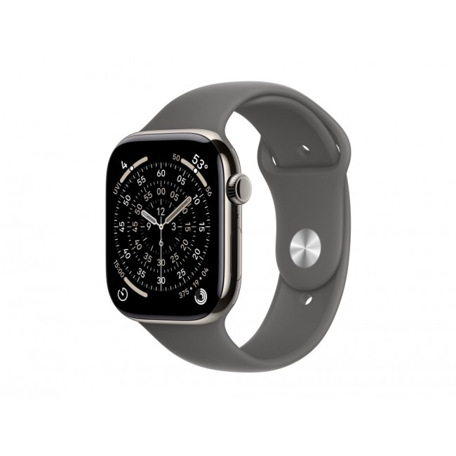 Apple Watch Series 11 GPS + Cellular 46mm Natural Titanium Case with Stone Grey Sport Band - S/M