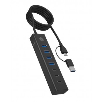ICY BOX IB-HUB1737-C3 USB 3.2 Gen 1 (3.1 Gen 1) Type-C 5000 Mbit/s Black