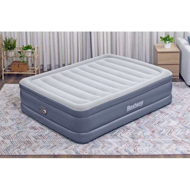 Bestway Tritech Air Mattress Queen with Built-in AC Pump and Antimicrobial Coating 2.03 m x 1.52 m x 51 cm