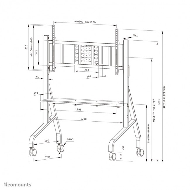 Neomounts FL50-575BL1 TV trolley 65-115 Neomounts FL50-575BL1 TV trolley 65-115