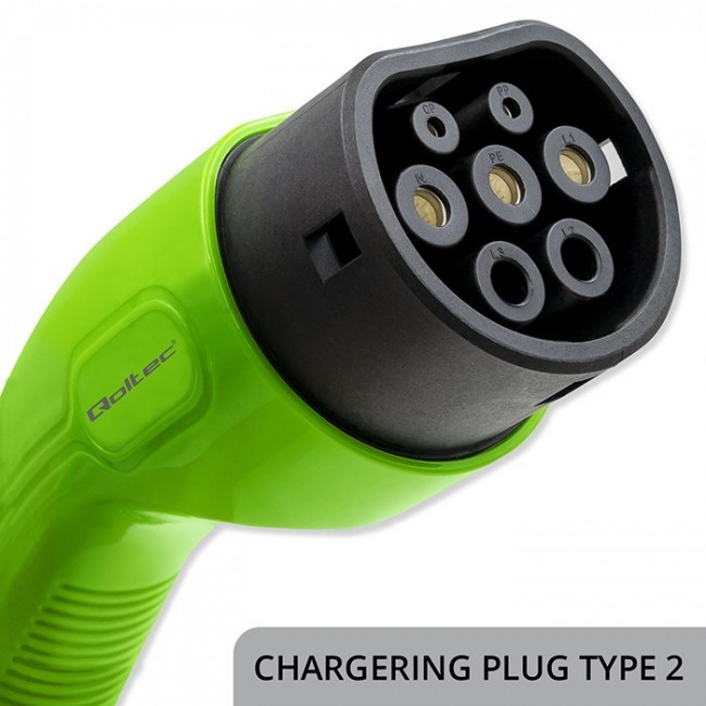 Qoltec Mobile EV Car Charger Adjustable 2in1 Type2 | 3.5kW | 230V | LCD | Portable | Wallbox | 5m
