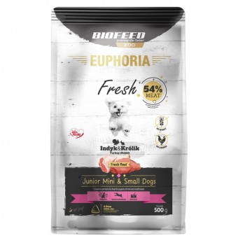 EUPHORIA Fresh Junior Turkey with rabbit XS/S - dry dog food - 500g