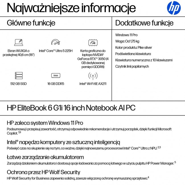 HP EliteBook 6 G1i AI PC with Intel Core Ultra 5 225H, 40.6 cm (16