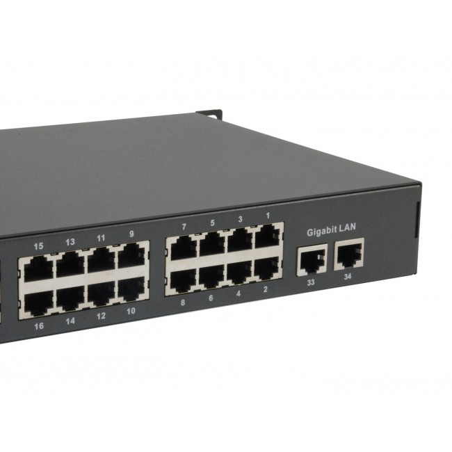 LevelOne 34-Port Fast Ethernet PoE Switch, 802.3at/af PoE, 32 PoE Outputs, 2 x Gigabit RJ45, 250W