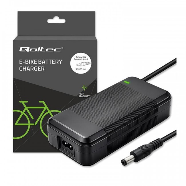 Qoltec Szybka adowarka do roweru skutera elektrycznego 36V | 42V | 4A | 5.5*2.1 +kabel zasilający