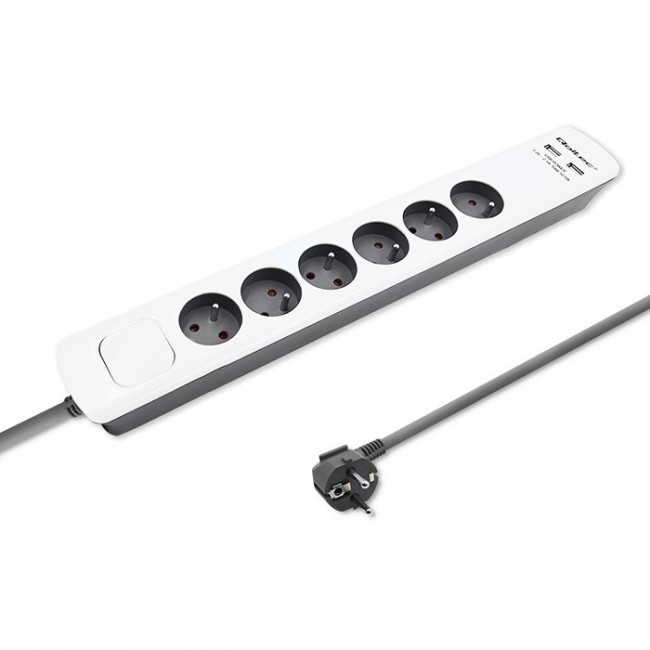 Qoltec 50294 surge protector White-grey 6 AC outlet(s) 230 V 1.8 m Qoltec 50294 surge protector White-grey 6 AC outlet(s) 230 V 1.8 m