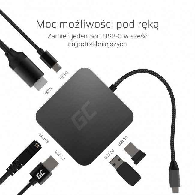 Green Cell AK61 notebook dock/port replicator USB 3.2 Gen 1 (3.1 Gen 1) Type-C Silver Green Cell AK61 notebook dock/port replicator USB 3.2 Gen 1 (3.1 Gen 1) Type-C Silver