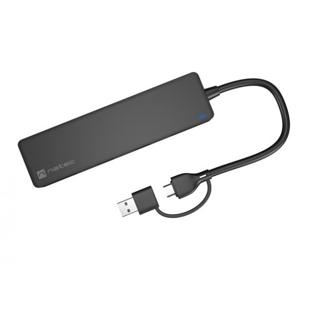 NATEC HUB USB-C 3.0 MAYFLY 4-PORTS + USB-A ADAPTER