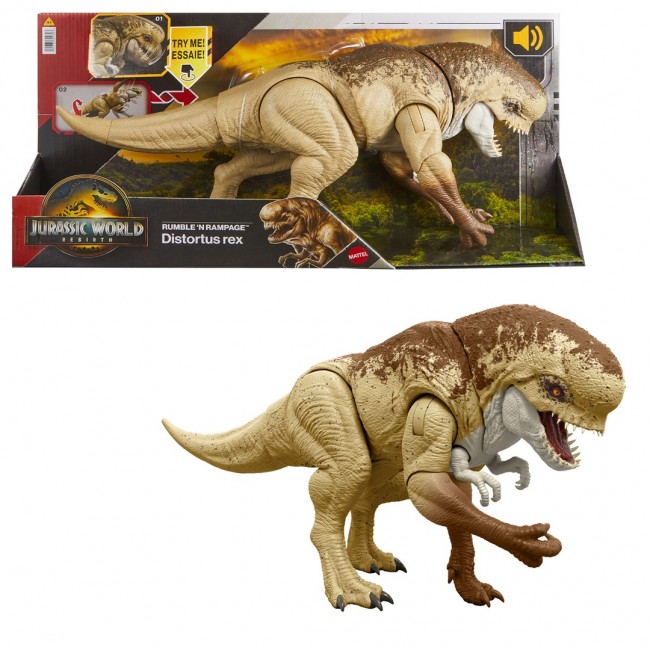 Jurassic World Rebirth Distortus Rex Action Figure, 22 Inch Rumble N Rampage Dinosaur Toy, 2 Attacks Jurassic World Rebirth Distortus Rex Action Figure, 22 Inch Rumble N Rampage Dinosaur Toy, 2 Attacks