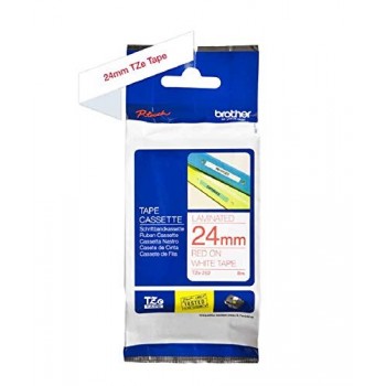 Brother | TZe-252 Laminated Tape | Red on White | TZe | 8 m | 2.4 cm