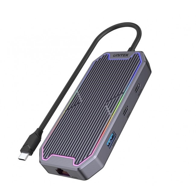 UNITEK uHUB S7+ Wired USB 3.2 Gen 2 (3.1 Gen 2) Type-C Grey
