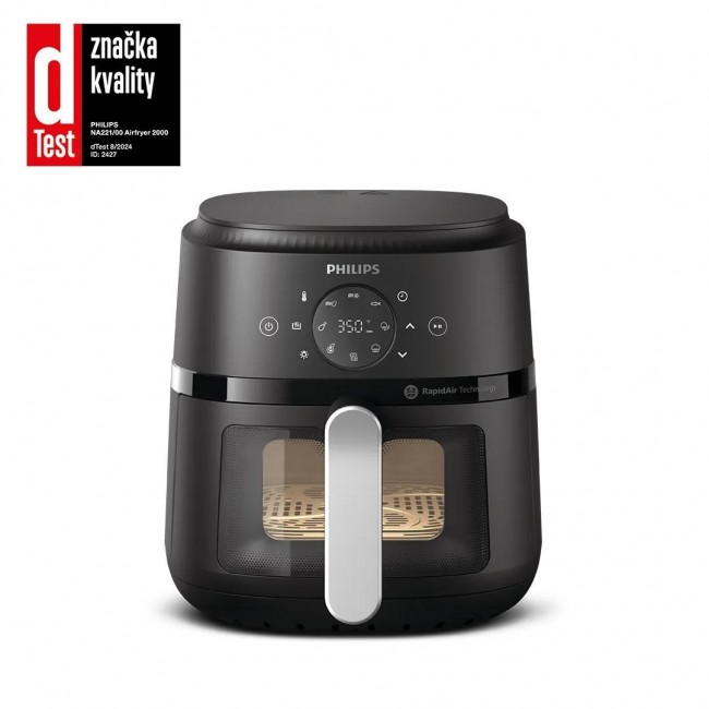 Philips 2000 series NA221/00 fryer Single 4.2 L Stand-alone 1500 W Hot air fryer Black, Silver
