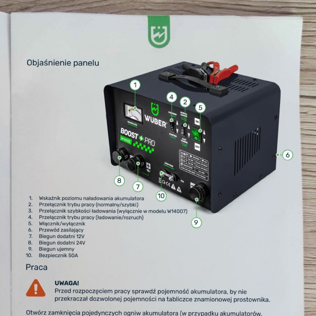 Battery charger with jump start 40 A 12/24 V W14005 WUBER