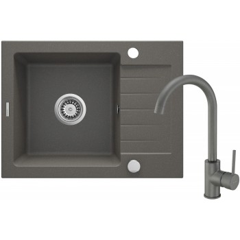 Granite sink with 1-bowl faucet with drainer