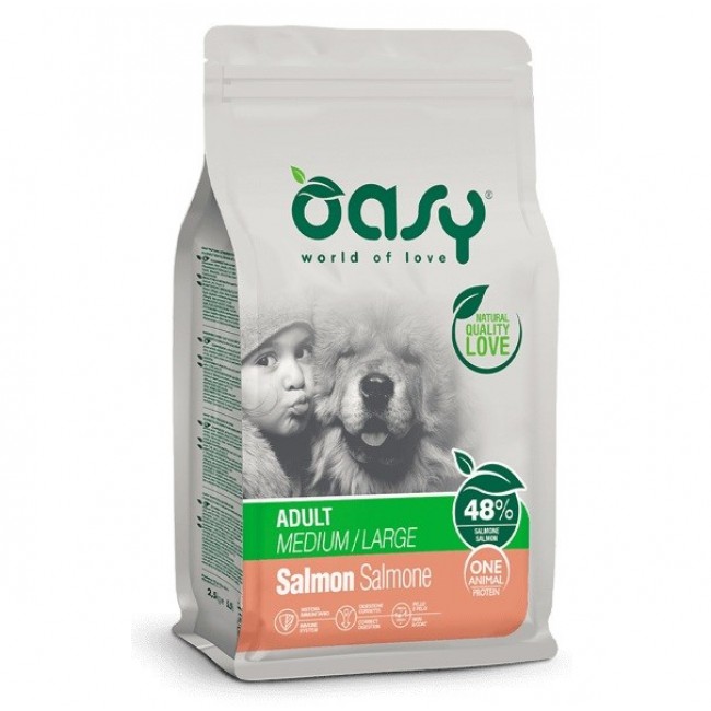 OASY One Animal Protein Adult Medium/Large Salmon - dry dog food - 12kg OASY One Animal Protein Adult Medium/Large Salmon - dry dog food - 12kg