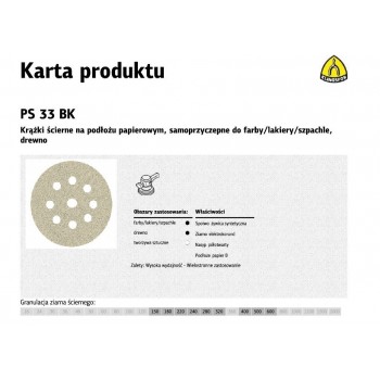 KLINGSPOR SELF-ADHESIVE ABRASIVE DISC 225mm PS33BK gr.120 GLS38 /50pcs.