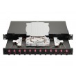Equip 12-Port Fiber Optic Splice Box, SC Duplex, OM4, 1U, Equipped, Black