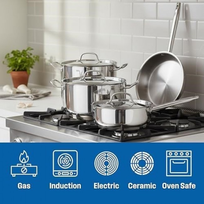 ELLE Home Stainless Steel Cookware Set ECCS200412A, 12 Pieces