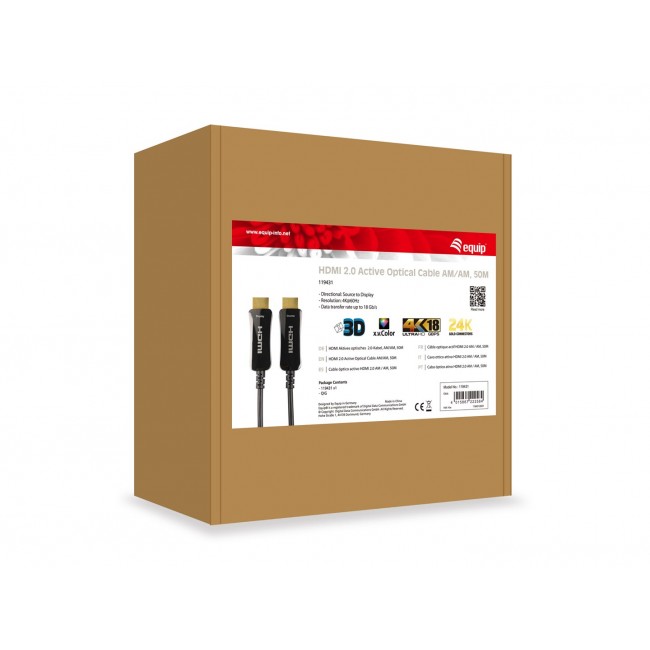 Equip HDMI 2.0 Active Optical Cable AM/AM, 50m, 4K/60Hz