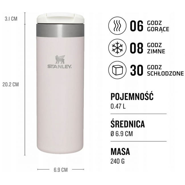 Stanley AEROLIGHT thermal mug, 0.47 l ROSE QUARTZ METALLIC