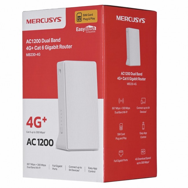 Mercusys 4G+ Cat6 AC1200 Wireless Dual Band Gigabit Router Mercusys 4G+ Cat6 AC1200 Wireless Dual Band Gigabit Router