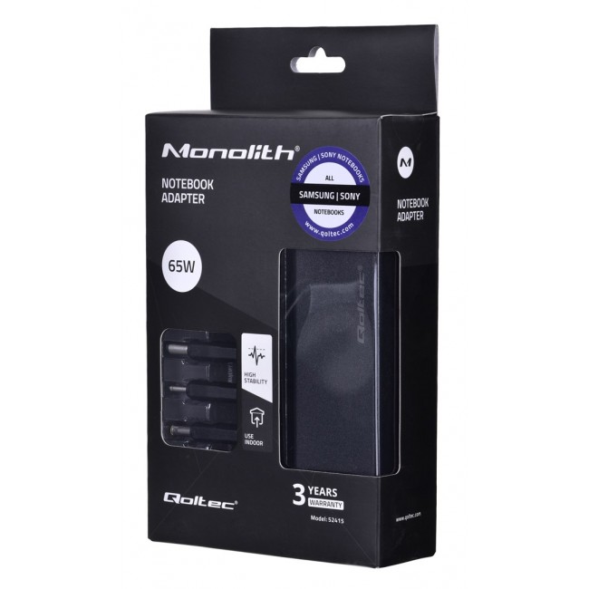Qoltec 52415 Power adapter designed for Samsung Sony 65W | 3 plugs | +power cable Qoltec 52415 Power adapter designed for Samsung Sony 65W | 3 plugs | +power cable