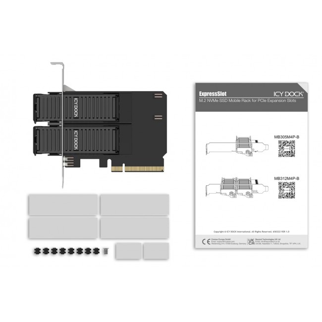 Icy Dock MB312M4P-B interface cards/adapter M.2, PCIe Icy Dock MB312M4P-B interface cards/adapter M.2, PCIe