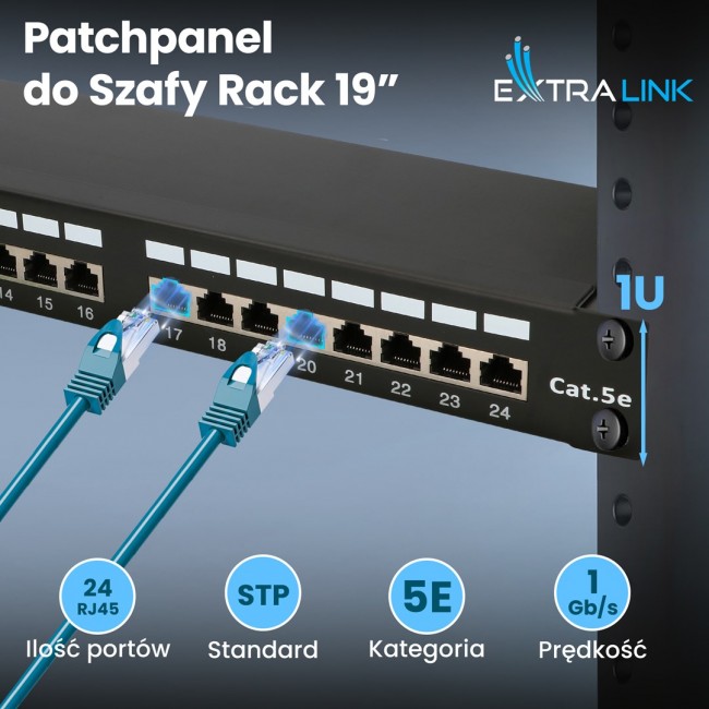 Extralink Patchpanel CAT5E STP V2 24 port