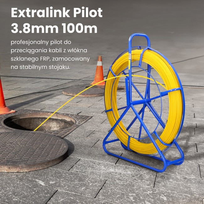 Extralink Cable pulling rod Pilot 3.8mm 100m glass fibre FRP, d. 3.8mm, l. 100m, yellow