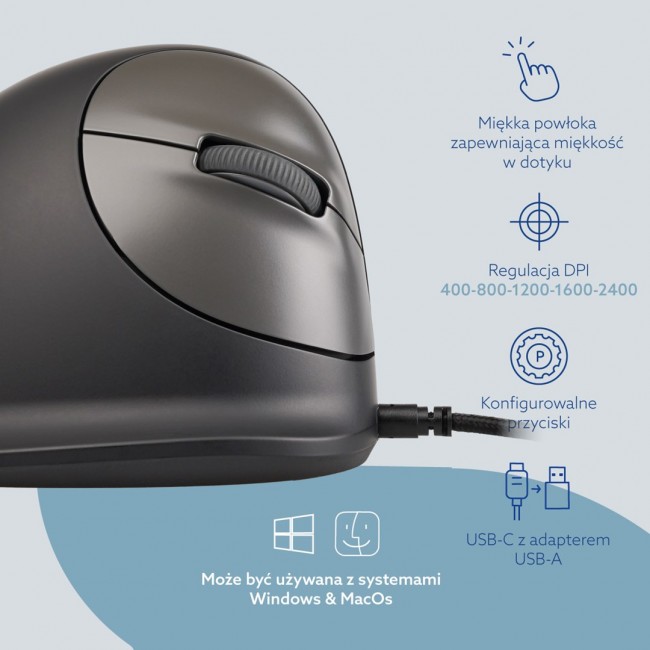 R-Go Tools Ergonomic mouse R-Go HE Break with break software, small (hand length less than 165 mm), right-handed, wired, black R-Go Tools Ergonomic mouse R-Go HE Break with break software, small (hand length less than 165 mm), right-handed, wired, black