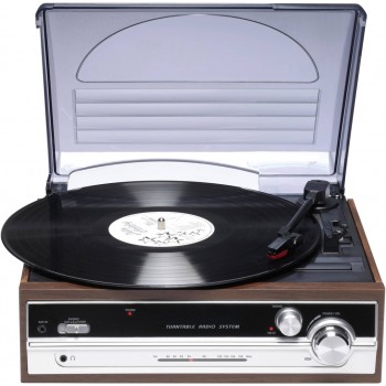 Denver VPR-190MK2 Retro Turntable with Radio and Built-in Speakers