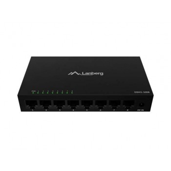 LANBERG DSM1-1008 SWITCH 8X 1GB/S UNMANAGED GIGABIT ETHERNET DESKTOP 12V (METAL CASE)