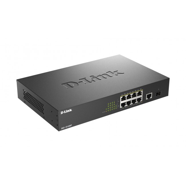D-Link DGS-1010MP/E network switch Unmanaged L2 Gigabit Ethernet (10/100/1000) Power over Ethernet (PoE) 1U Black