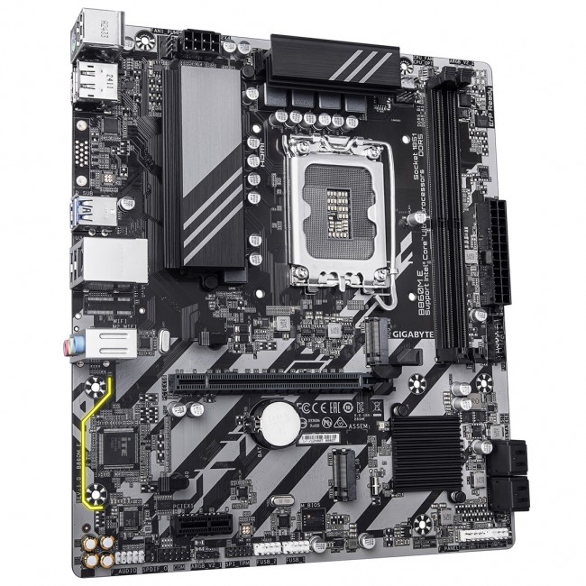GIGABYTE B860M E Motherboard - Intel Core Ultra Series CPUs, 4+1+2 Phases VRM, up to 8800MHz DDR5 (O.C), 2xPCIe 4.0 M.2, 1GbE LAN, USB 3.2 Gen 1