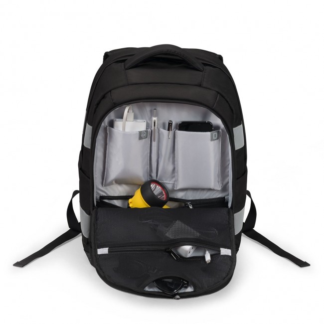 DICOTA Hi-Vis V2 backpack Rucksack Black Polyethylene terephthalate (PET), Thermoplastic polyurethane (TPU)
