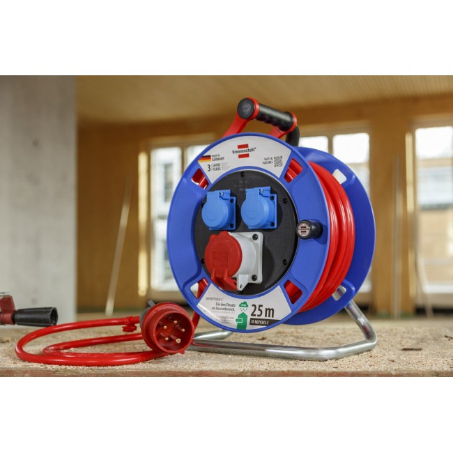 Brennenstuhl 1182770010 power extension 25 m 3 AC outlet(s) Outdoor Black, Blue, Grey, Red