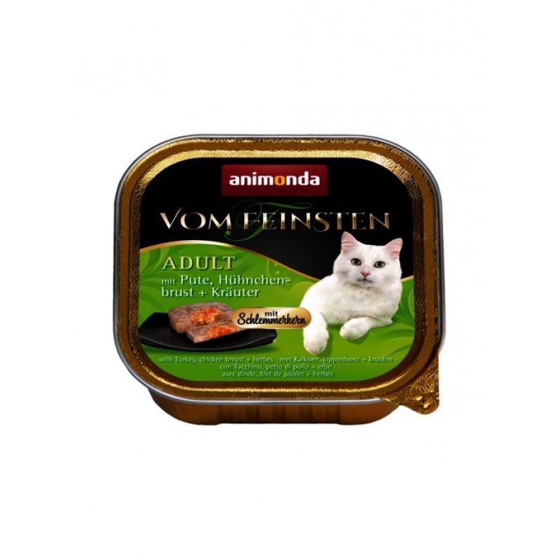 ANIMONDA Vom Feinsten Adult Turkey, chicken breast and herbs - wet cat food - 100g