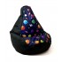 Sako bag pouffe pear print black-planets L 105 x 80 cm