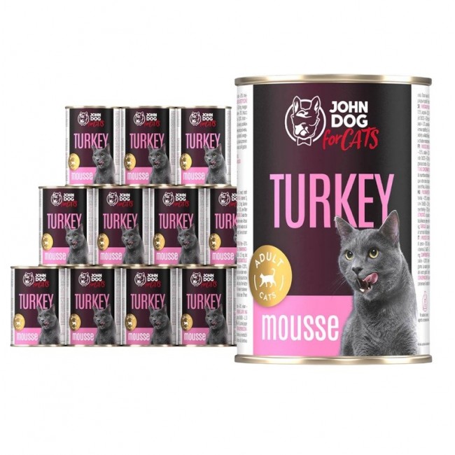 JOHN DOG Mousse Turkey - wet cat food - 12 x 400g