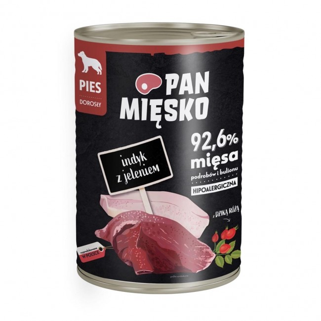 PAN MIĘSKO Turkey with Venison wet dog food 400g PAN MIĘSKO Turkey with Venison wet dog food 400g